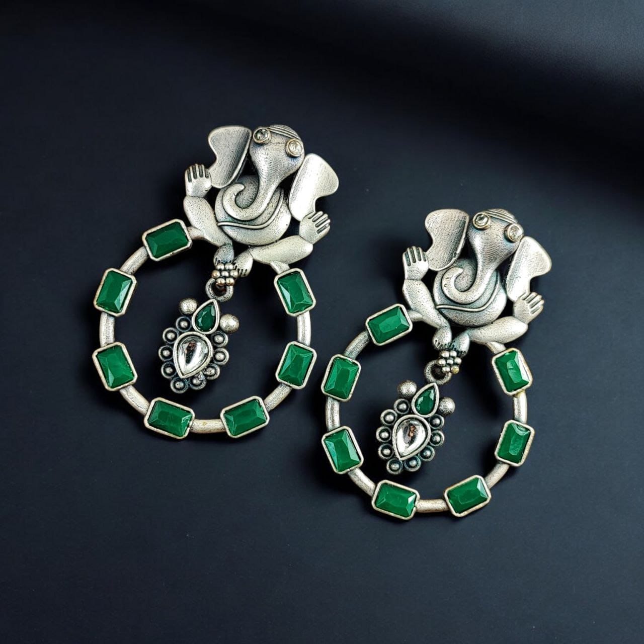 Trendy Oxidised Ganesha Earrings | Stylish Silver Replica Jewelry for Women - Image 6