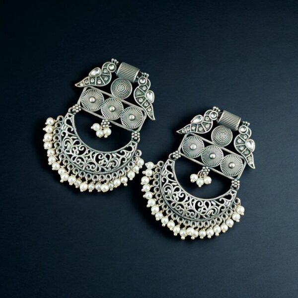 Traditional Bird Style Earrings | Buy Stone Work Dangler Stud Jewelry - "White"