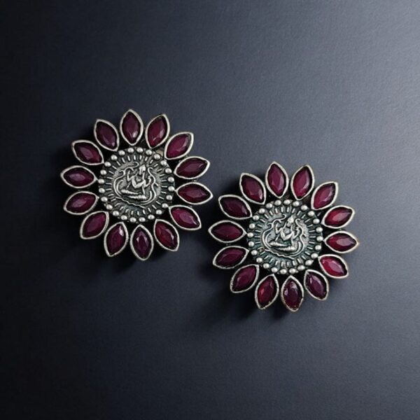 Designer Spiritual Earrings - Best Oxidised Replica Stud Earring For Girls - "Pink"