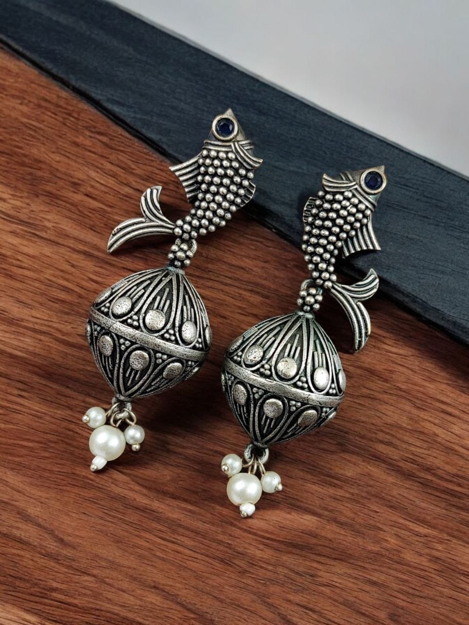 Silver Look a Like Fish Earrings | Designer Best Jhumki | imitation Oxidised Fish Jhumkas