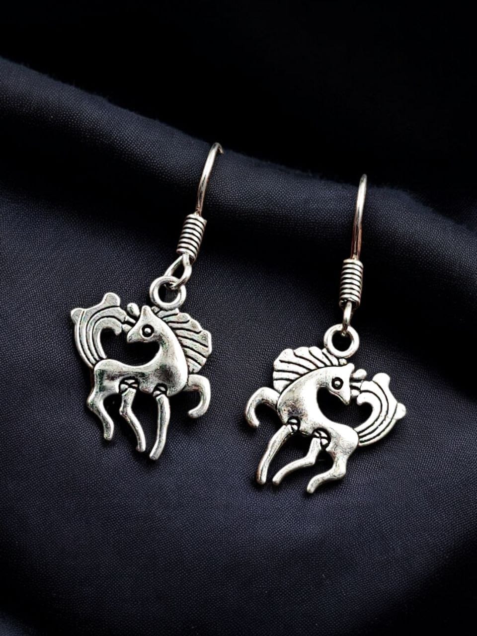German Silver Designer Horse Earrings | Best Oxidized Daily wear Jewelry For Girls