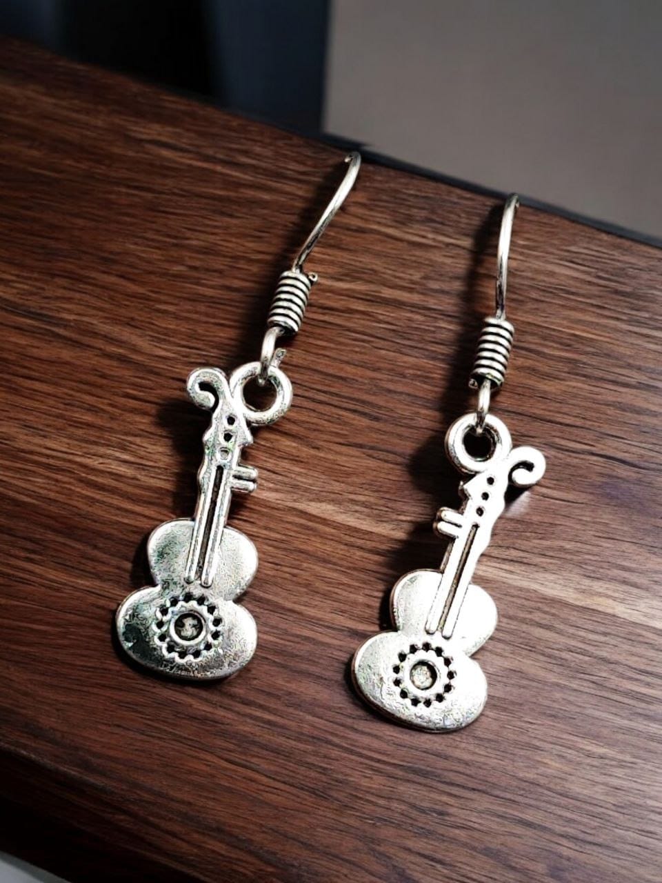 Oxidised Guitar Earrings | Best Designer German Silver Casual-wear Jewelry