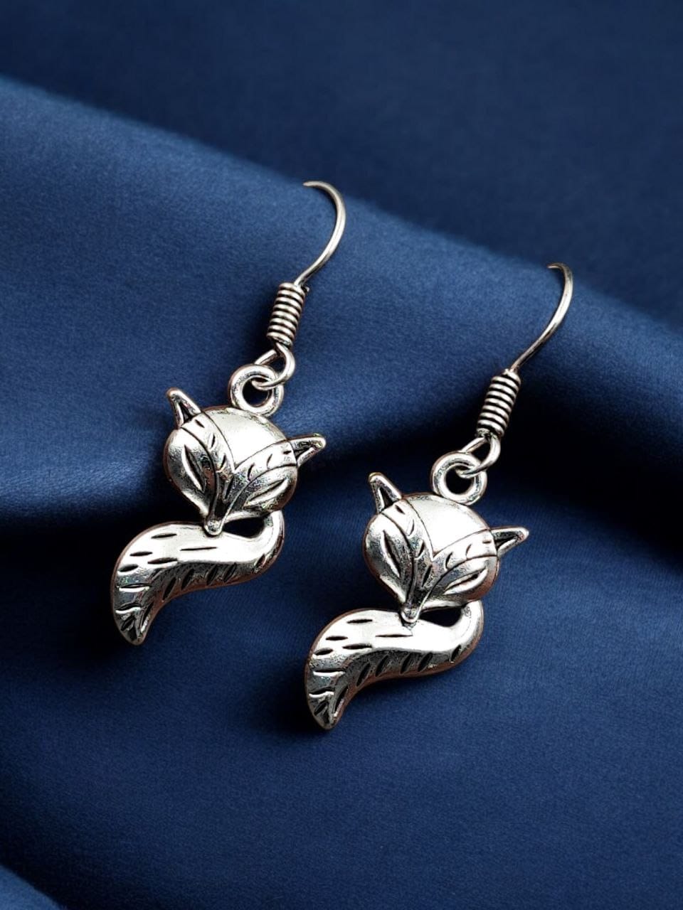 German Silver Fox Hook Earrings | Oxidised Light Weight Casual Wear Jewelry