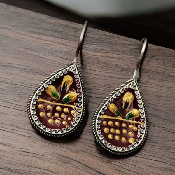Hand-Painted Earrings | Best Silver Replica Party-Wear Jewelry For Girls - "Red"