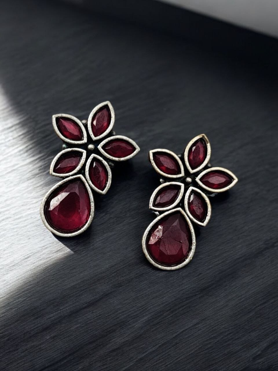 Trendy Stud Earrings | Silver Replica Stone Earring | Best Daily Wear Accessories - Image 8