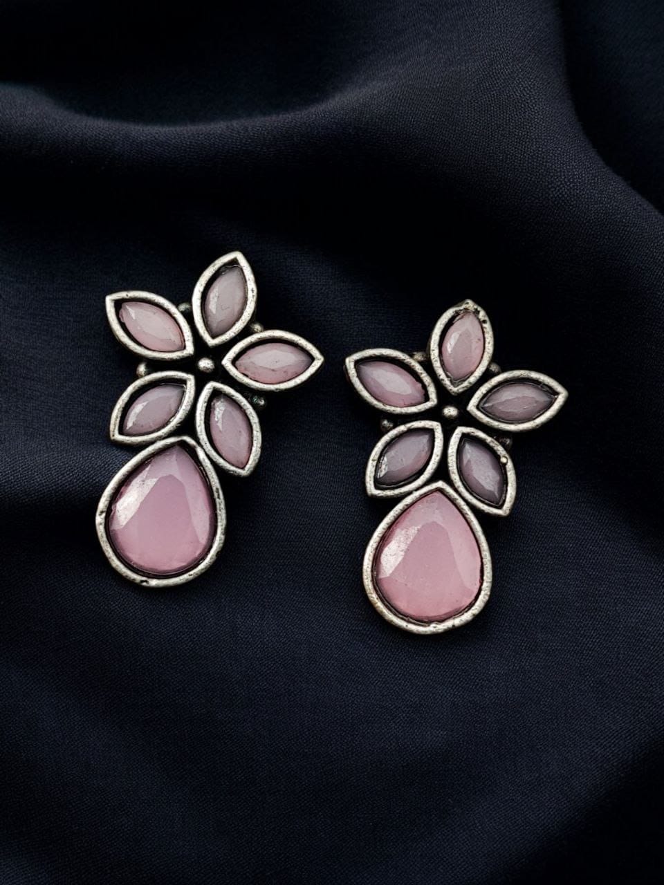 Trendy Stud Earrings | Silver Replica Stone Earring | Best Daily Wear Accessories - Image 7