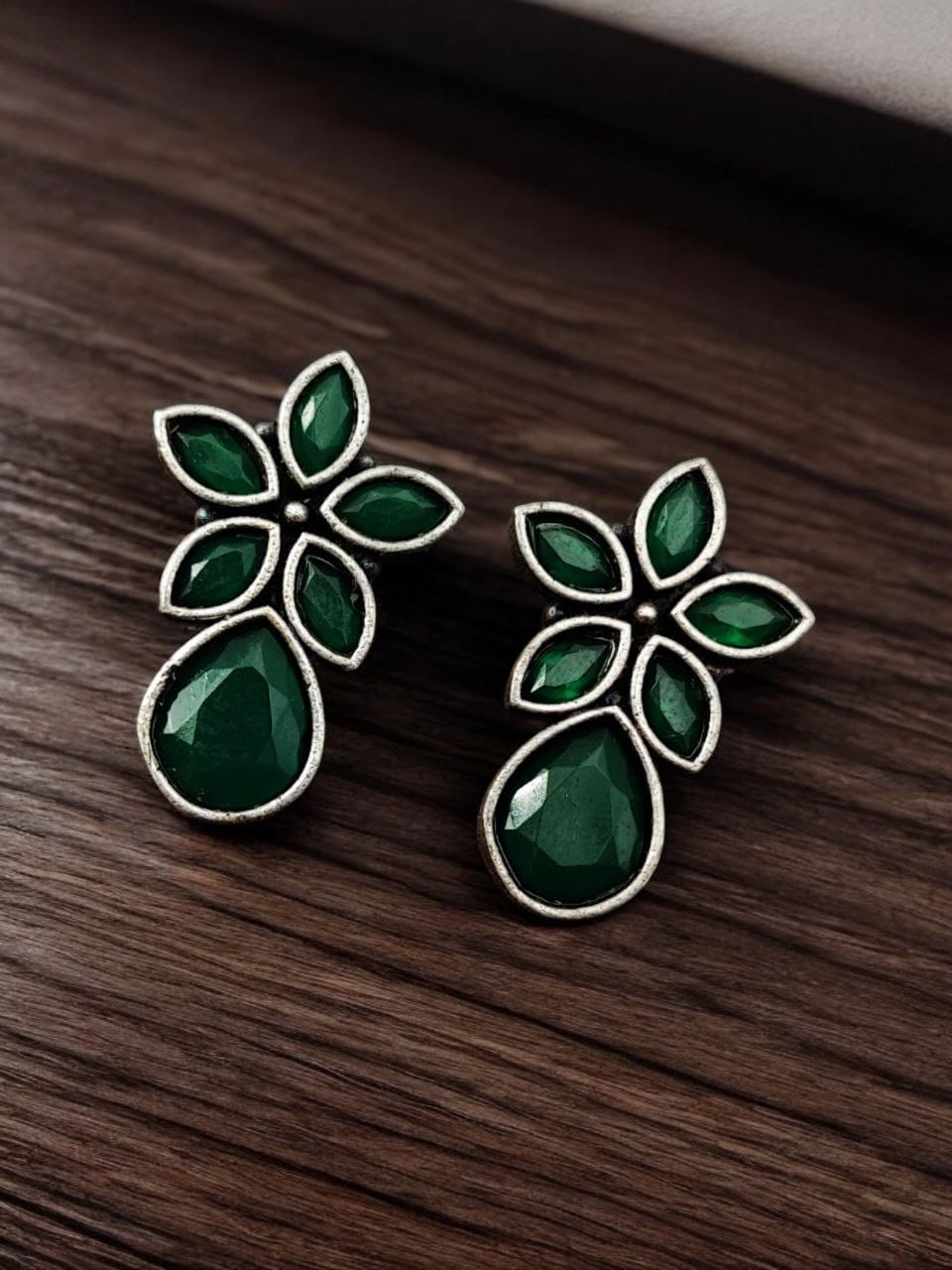 Trendy Stud Earrings | Silver Replica Stone Earring | Best Daily Wear Accessories - Image 6