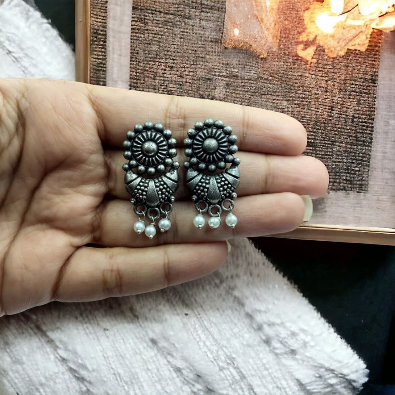 Antique Silver Replica Brass Stud Earrings for the Best Look - Image 2