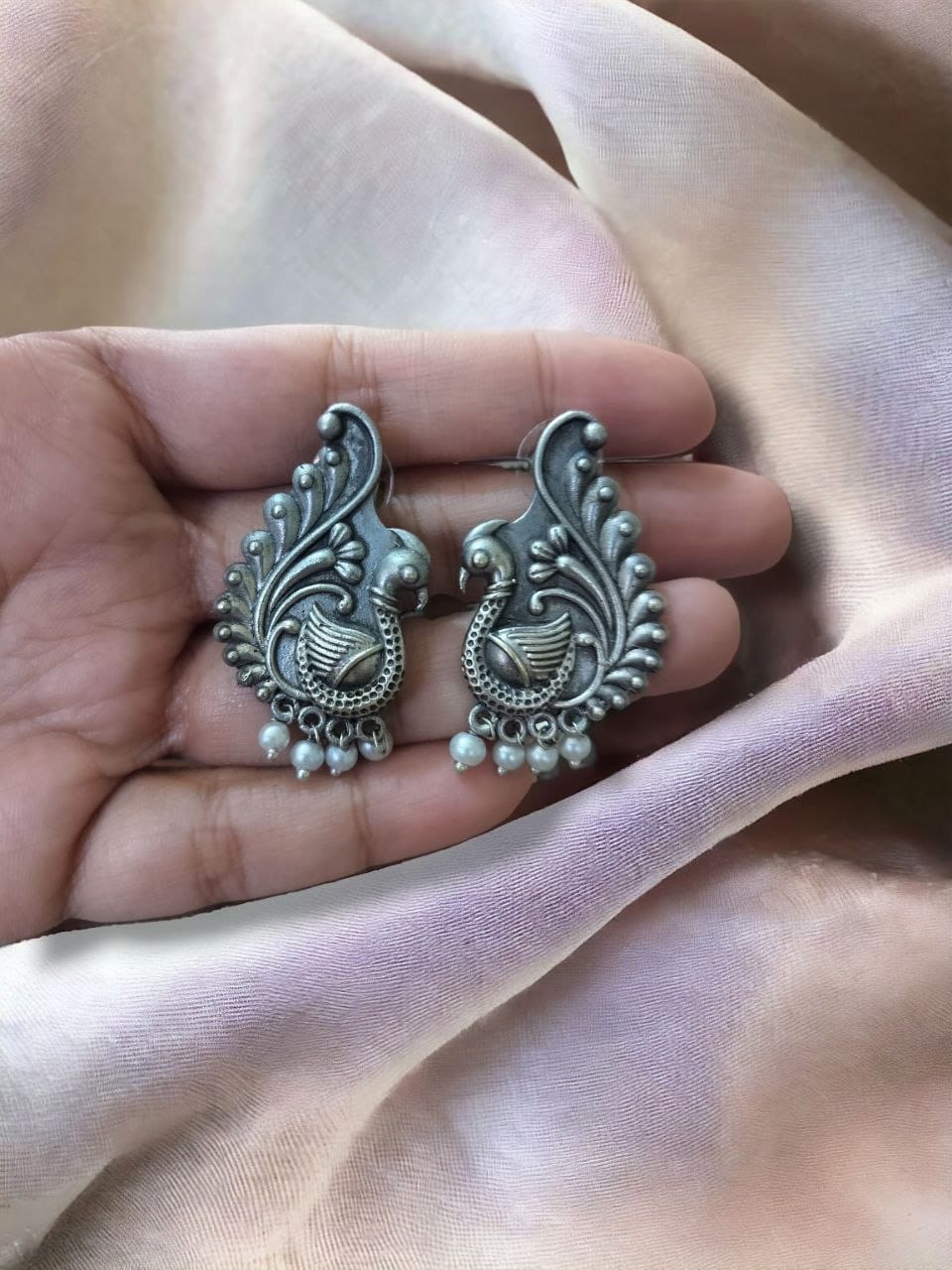 Admire Your Style with Perfect Brass Peacock Stud Earrings - Image 2