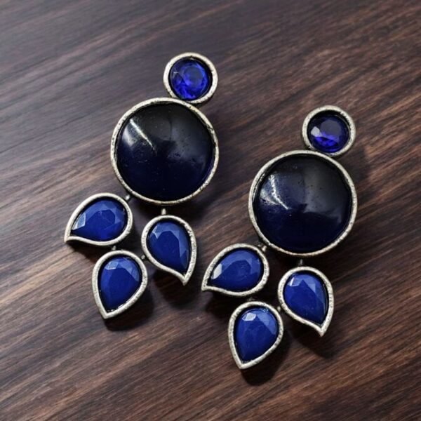 "Monalisa Stone Stud Earrings in Brass ? Perfect for Everyday Style - "Blue"