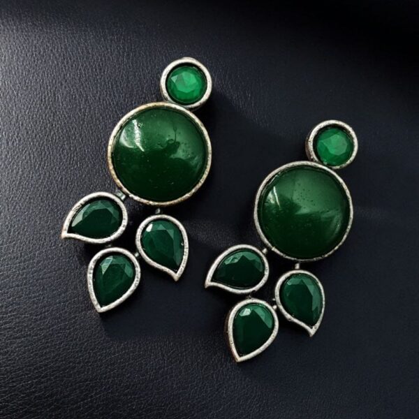 "Monalisa Stone Stud Earrings in Brass ? Perfect for Everyday Style - "Green"