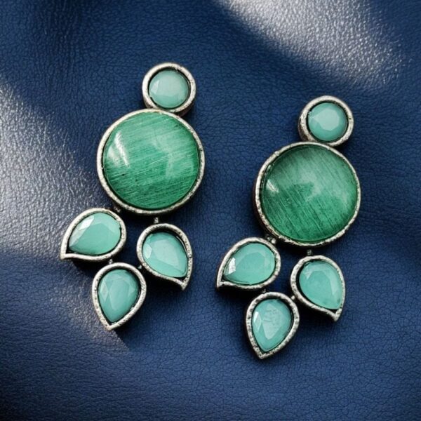 "Monalisa Stone Stud Earrings in Brass ? Perfect for Everyday Style - "Mint"