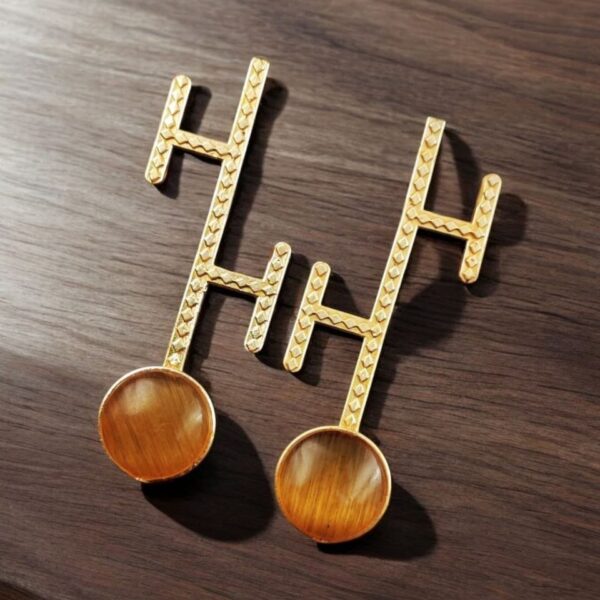 Goldplated Monalisa Stone Stud Earrings ? Perfect Contemporary Jewelry - "Yellow"