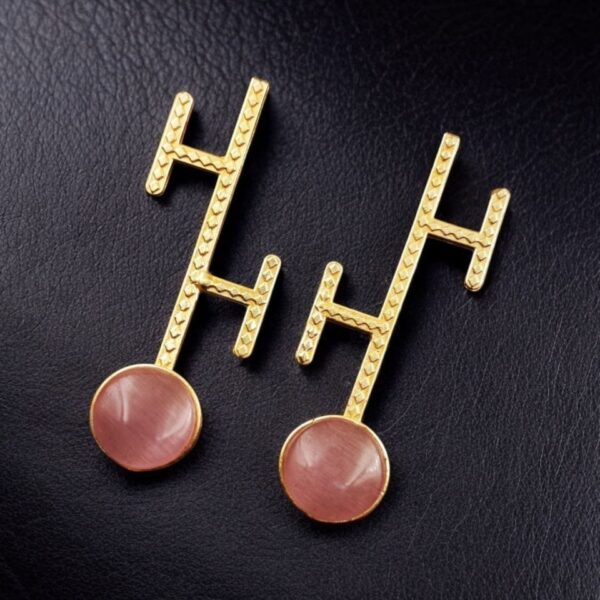 Goldplated Monalisa Stone Stud Earrings ? Perfect Contemporary Jewelry - "Babypink"