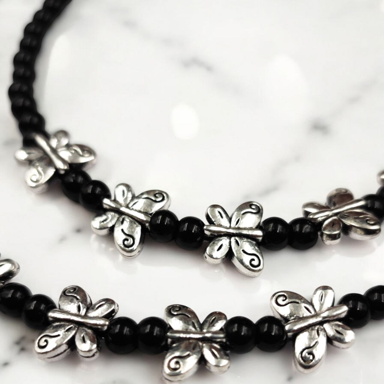 Oxidised Butterfly Charm Anklets for Women | Best Silver Plated Stylish Payal - Image 2