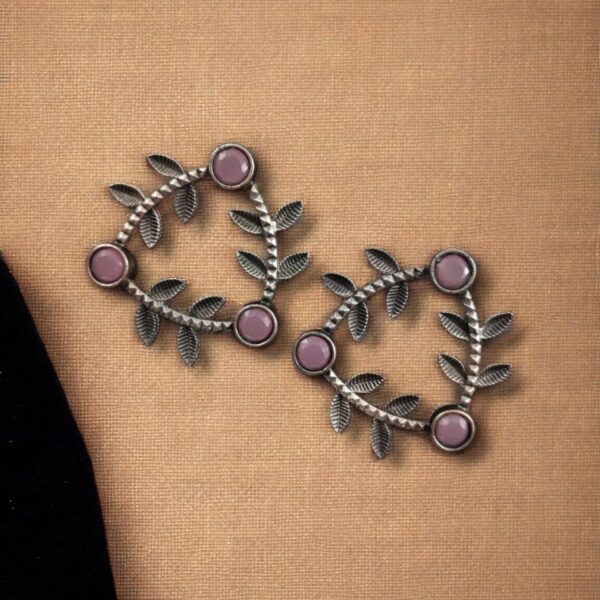 Leaf-Inspired Brass Earrings : The Best Stone Stud Earrings for Every Occasions - "Babypink"