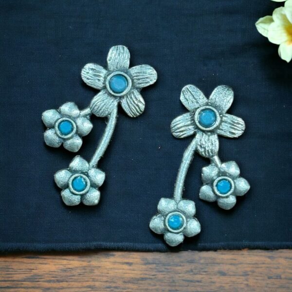 Elegant Flower Stone Stud Earrings for the Perfect Look - "Aqua"