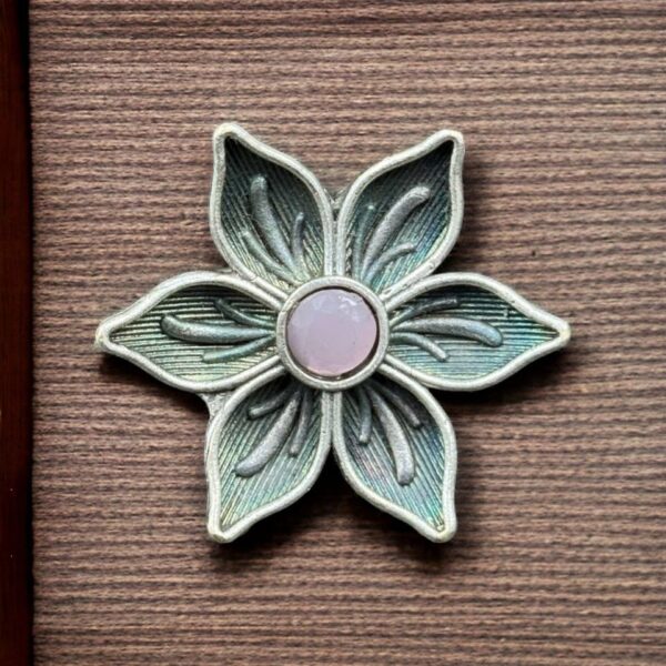 Perfect Adjustable Brass Flower Ring with Elegant Stone Detail - "Babypink"