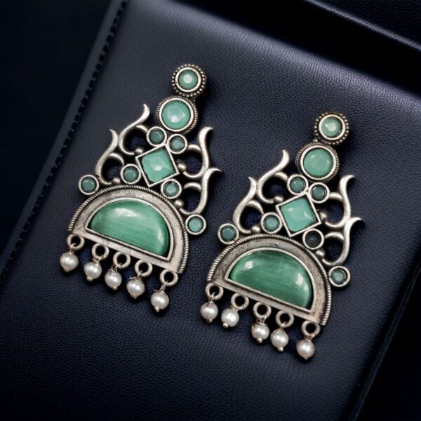 Unique Brass Stone Stud Earrings ? A Perfect Choice for Any Occasion - "Mint"