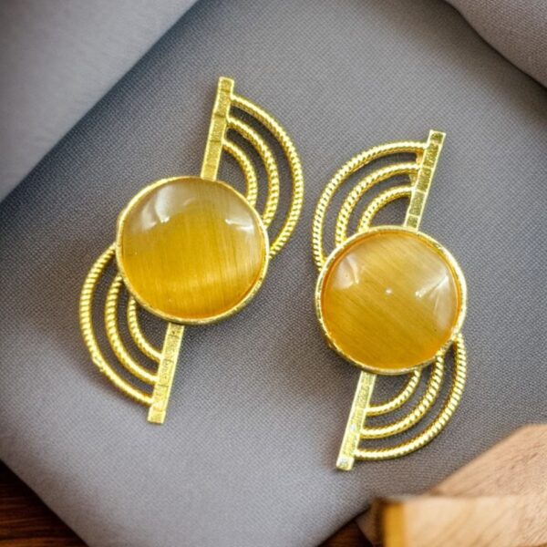 Exclusive Gold-Plated Stud With Stone | Light weighted Partywear Earring - "Yellow"