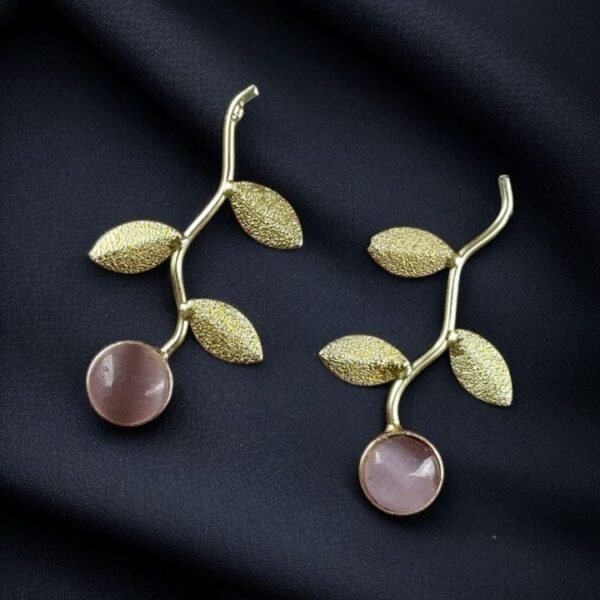 Handmade Gold-Plated Earrings | Unique Contemporary Earrings For Girls - "Baby Pink"