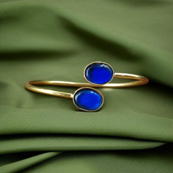 Traditional Ethnic Gold Plated Bangle with Monalisa Stone ? Unique Stylish & Lightweight - "Blue"