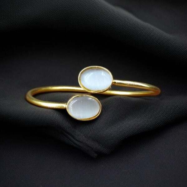 Traditional Ethnic Gold Plated Bangle with Monalisa Stone ? Unique Stylish & Lightweight - "Grey"