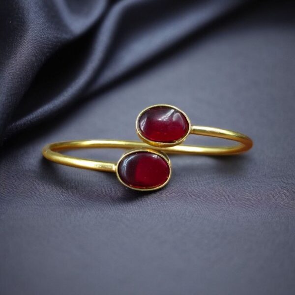 Traditional Ethnic Gold Plated Bangle with Monalisa Stone ? Unique Stylish & Lightweight - "Red"