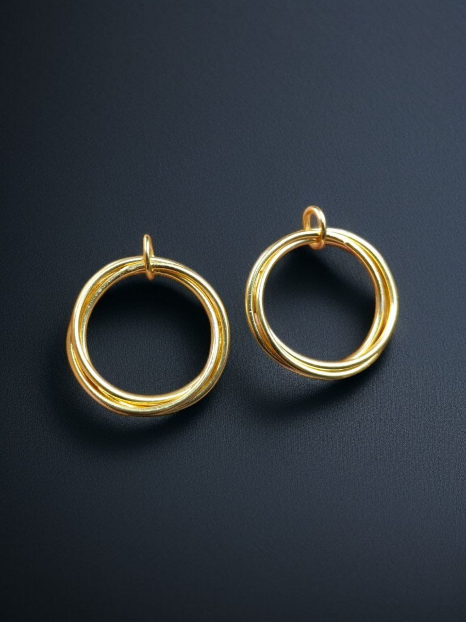 Gold Plated Geometric Stud Earrings | Unique Western Style Partywear Jewellery - Image 2