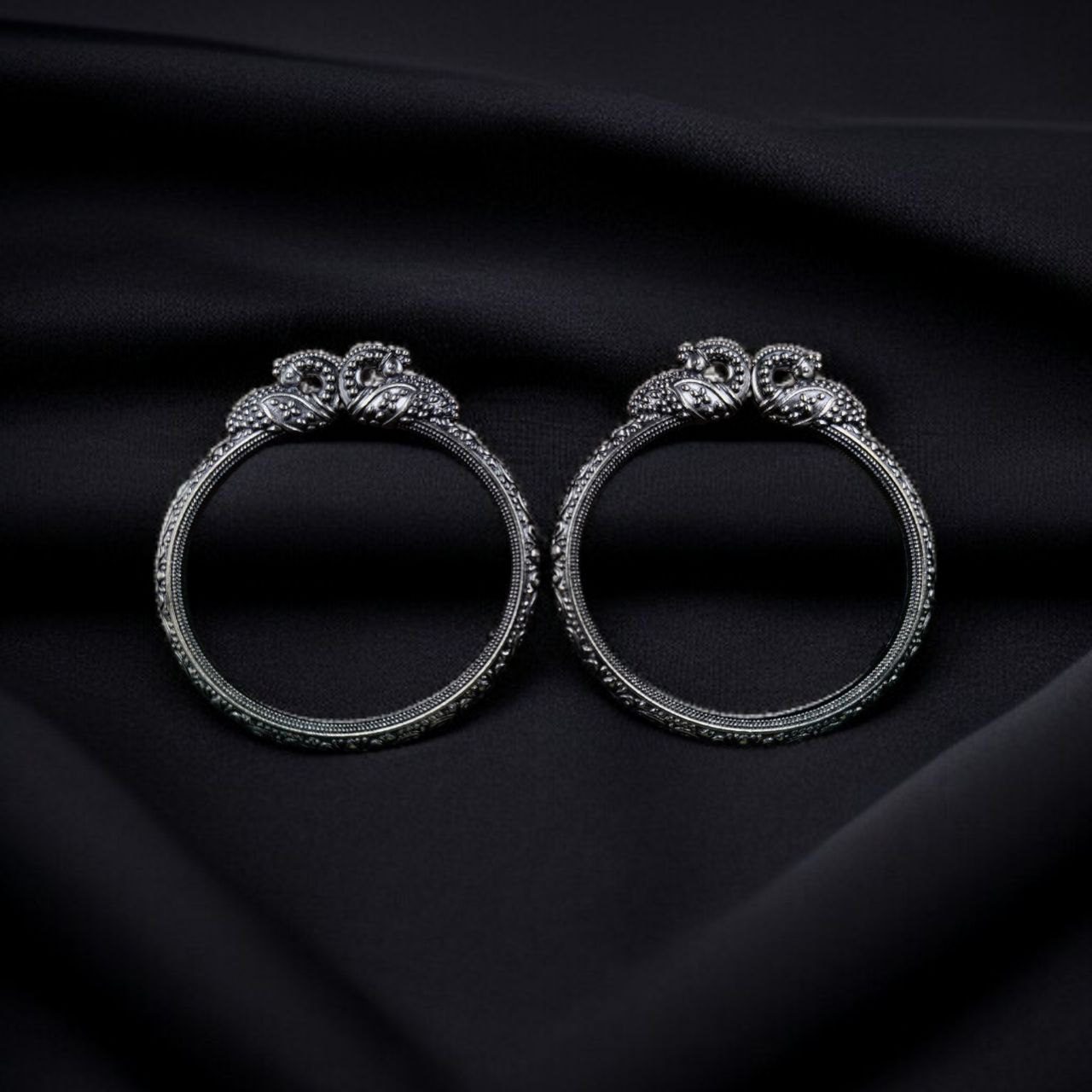 Silver Look Peacock Design Bangles ? Ethnic Oxidized Best Designer Kada for Girls - Image 3