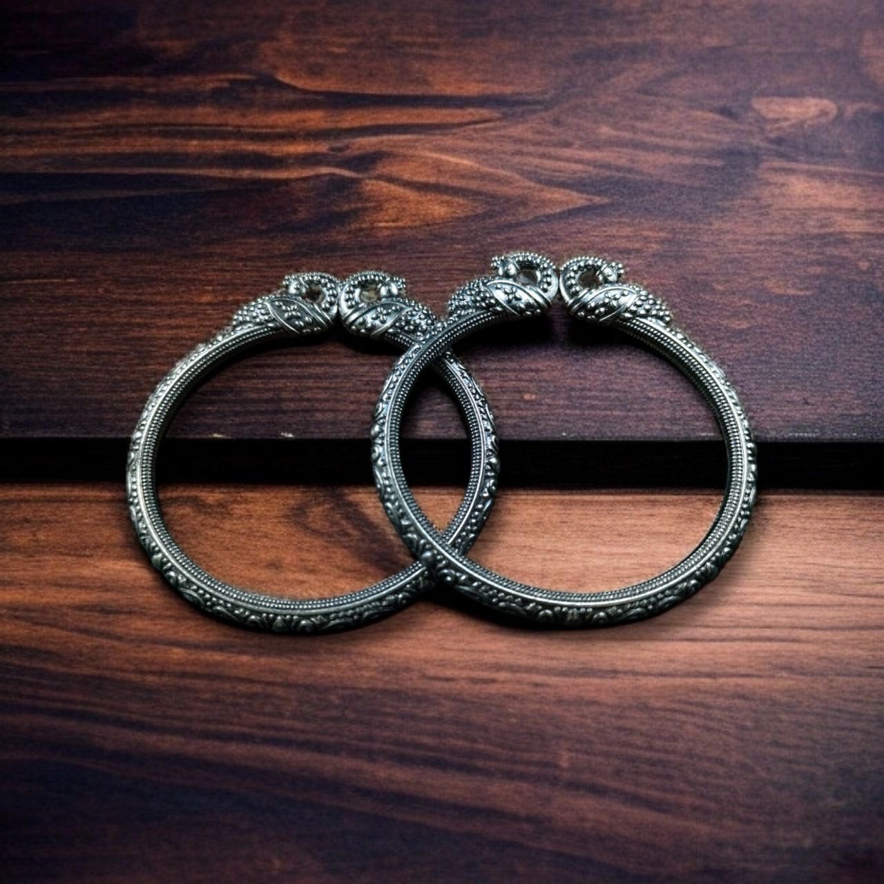 Silver Look Peacock Design Bangles ? Ethnic Oxidized Best Designer Kada for Girls