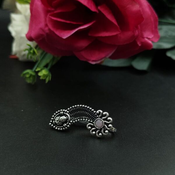 Lord Durga Oxidised Navratri Special Marathi Nath Press Nosepin - "Baby Pink"