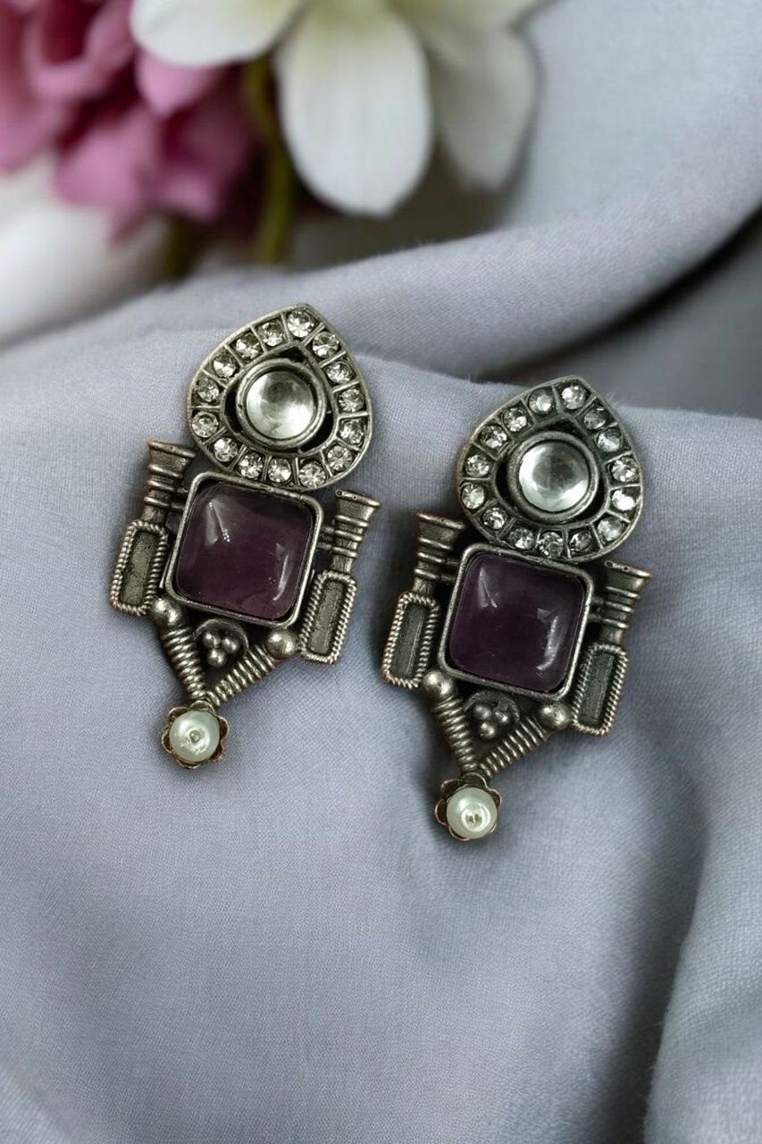 Fashionable Western Look Earrings | Unique Design Pearl & Monalisa Stone Jewelry for Women - Image 9