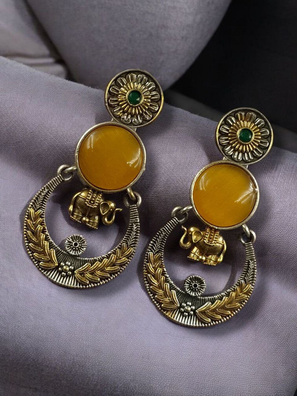 Handmade Two-Tone Earrings | Traditional Ethnic Elephant Dangler Perfect Jewelry for Women - Image 9