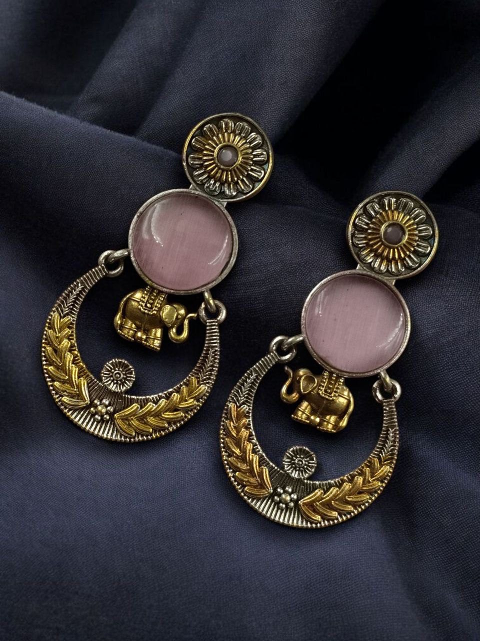 Handmade Two-Tone Earrings | Traditional Ethnic Elephant Dangler Perfect Jewelry for Women - Image 4