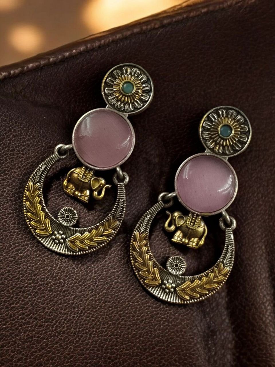Handmade Two-Tone Earrings | Traditional Ethnic Elephant Dangler Perfect Jewelry for Women - Image 3