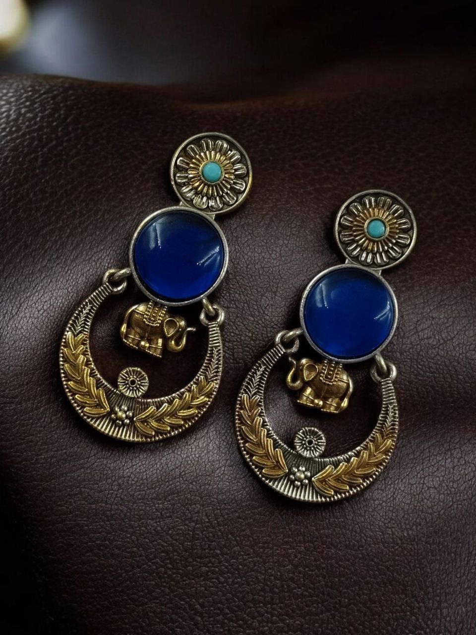 Handmade Two-Tone Earrings | Traditional Ethnic Elephant Dangler Perfect Jewelry for Women - Image 2