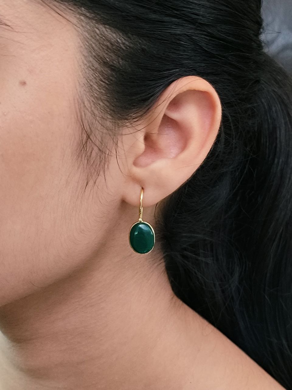 Lightweight Geometric Stone Hook Earrings ? Gold Plated Best Design for Daily Use