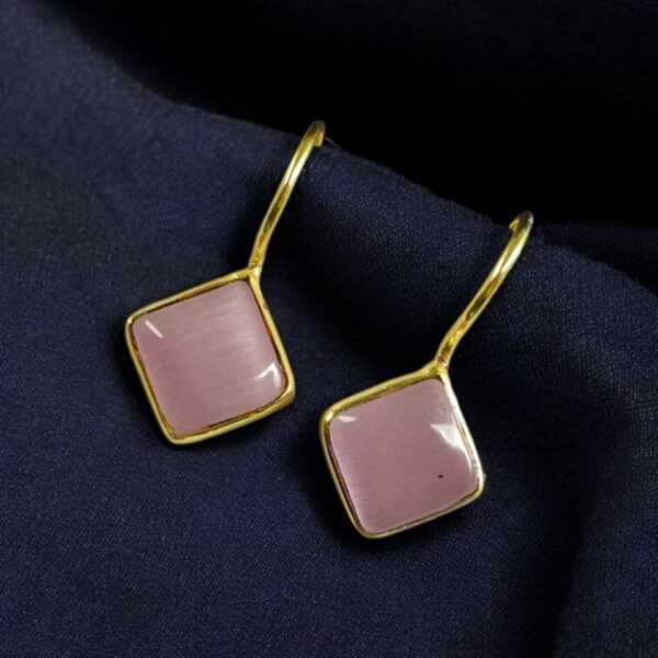 Traditional Unique Dangler Earrings | Gold Plated Hook Style Design - "Baby Pink"