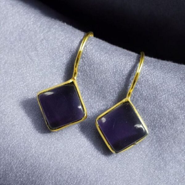 Traditional Unique Dangler Earrings | Gold Plated Hook Style Design - "Amethyst"