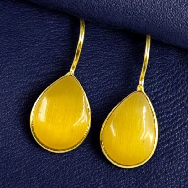 Stylish Drop Shape Dangler Earrings | Best Gold Plated Hook Design for Everyday Wear - "Yellow"