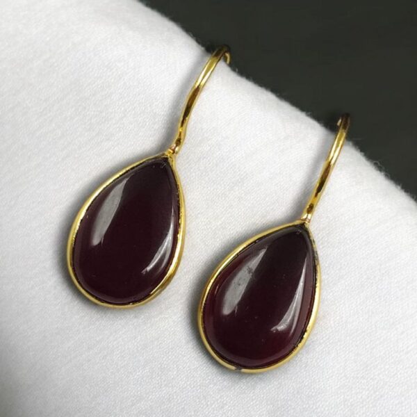 Stylish Drop Shape Dangler Earrings | Best Gold Plated Hook Design for Everyday Wear - "Maroon"
