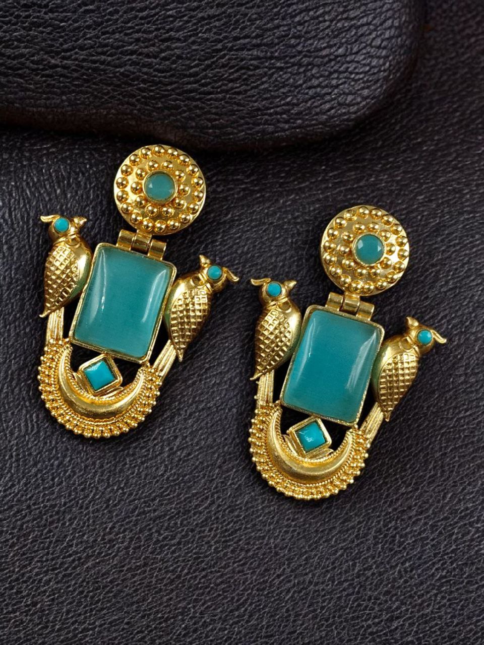 Best Traditional Gold Plated Bird Earrings ? Ethnic Dangler with Vintage Look Jewelry - Image 2