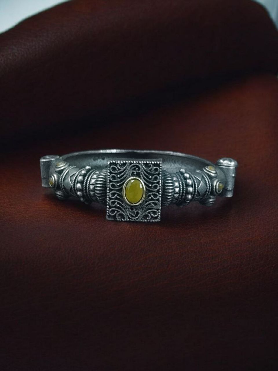 Silver Look Bangle | Free Size Openable Kada | Oxidized Bracelet - Image 15