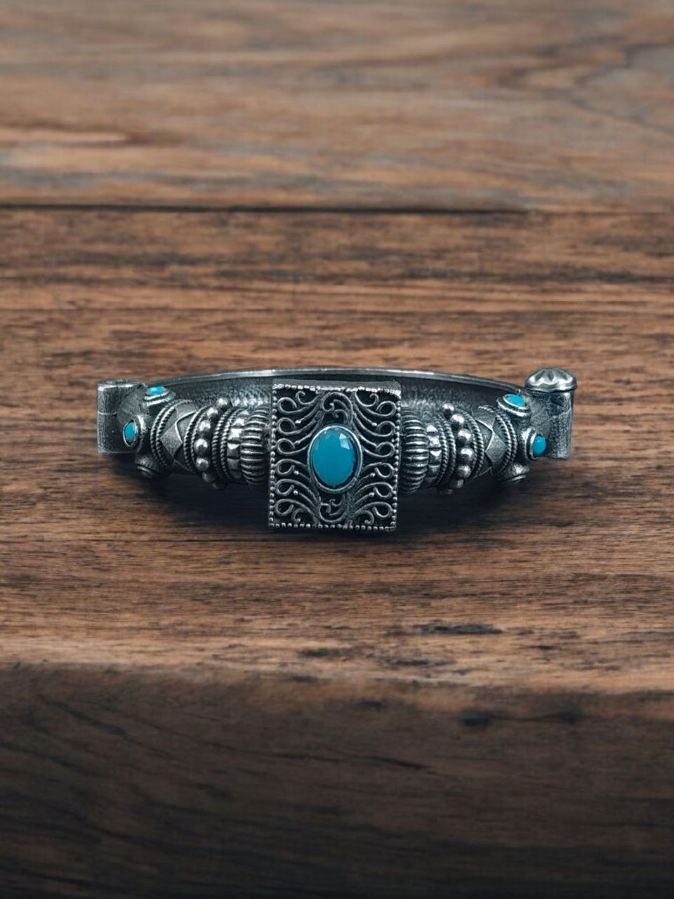 Silver Look Bangle | Free Size Openable Kada | Oxidized Bracelet - Image 14