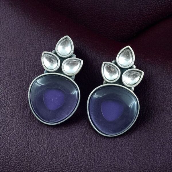 Premium Quality Monalisa Silver Replica Stud Earrings - "Amethyst"