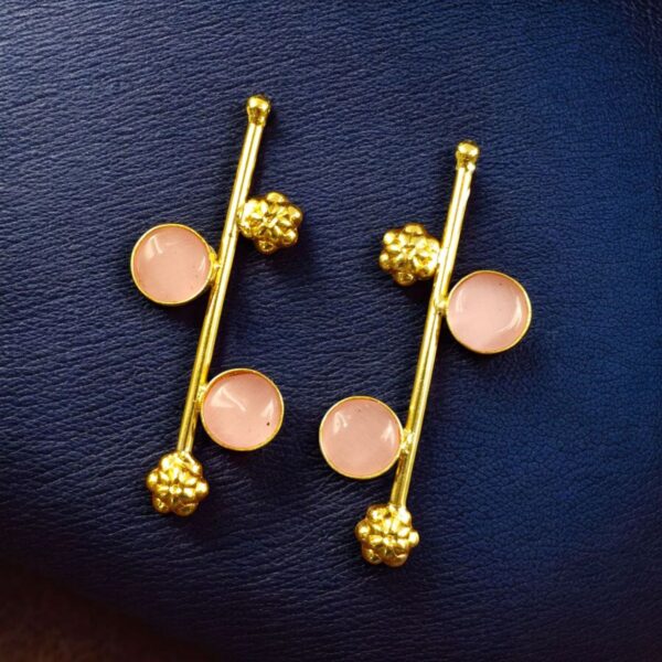 Trendy Gold Plated Flower Earrings | Stone Work Western Look Alike Unique Jewelry for Girls - "Baby Pink"