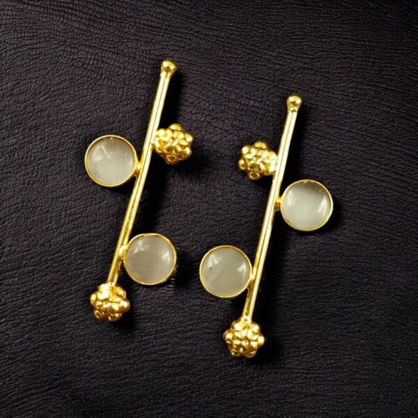Trendy Gold Plated Flower Earrings | Stone Work Western Look Alike Unique Jewelry for Girls - "Grey"