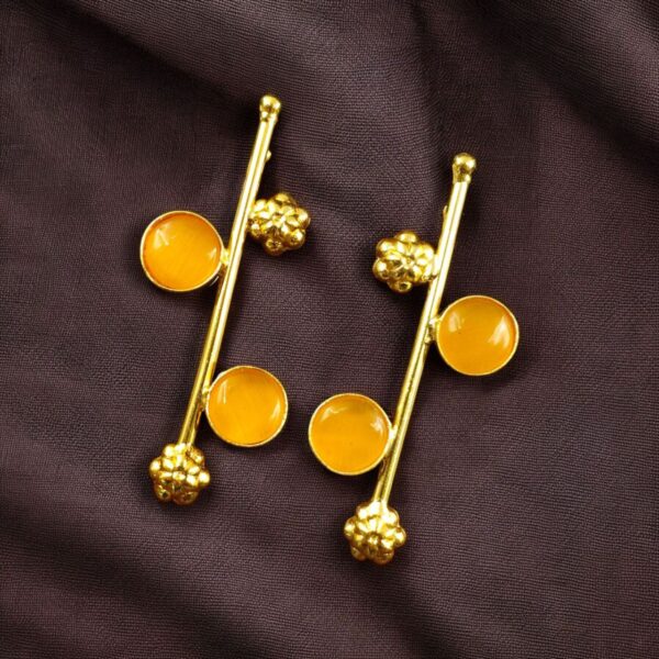 Trendy Gold Plated Flower Earrings | Stone Work Western Look Alike Unique Jewelry for Girls - "Yellow"