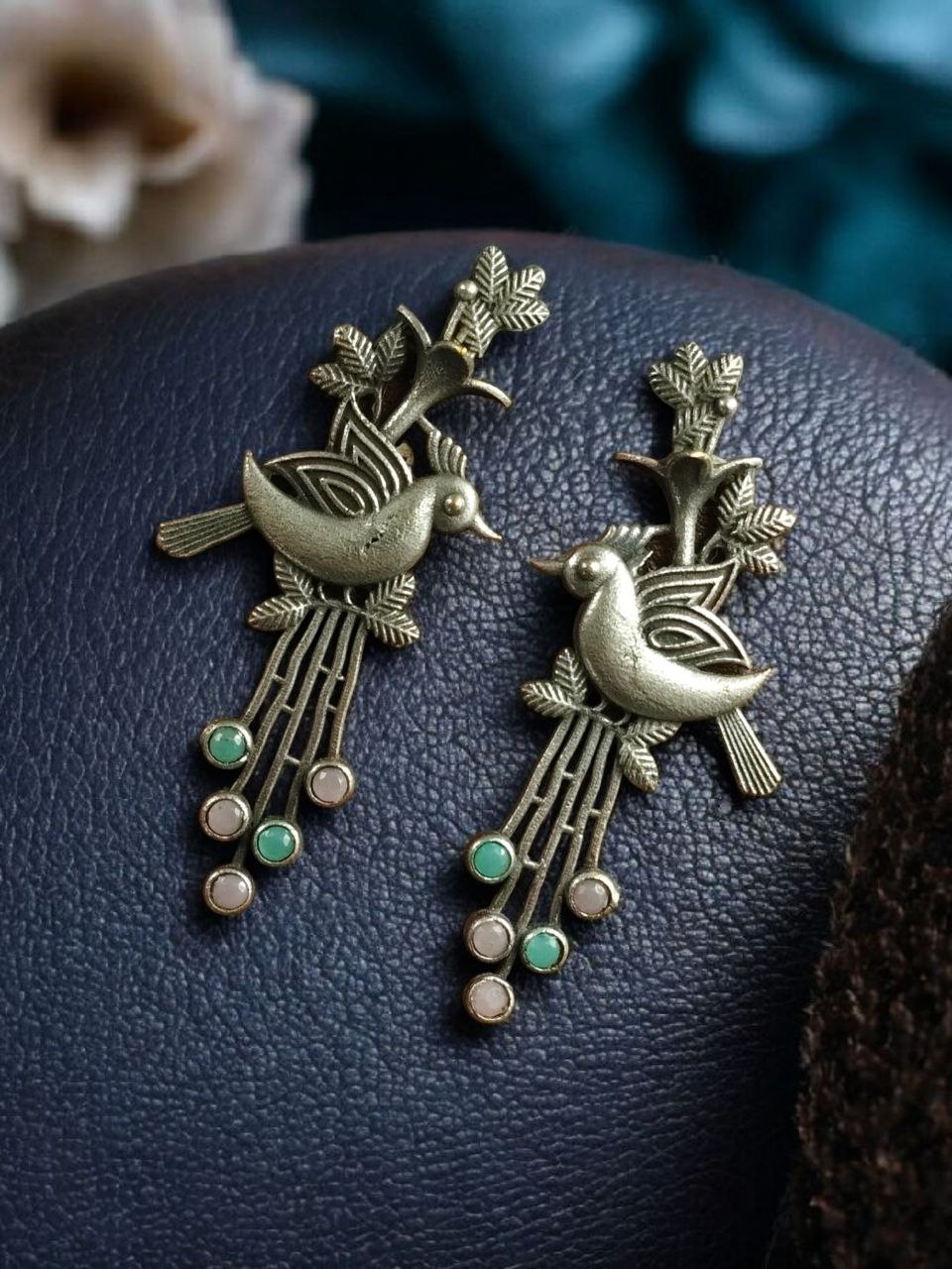 Stylish Bird Stud Earrings | Silver Replica with Stone Detailing Best Designer Jewelry - Image 10